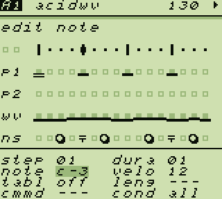 gb-zed sequencing an acid pattern across four channels, live