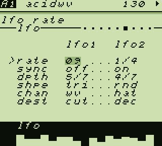 gb-zed arp and lfo screen
